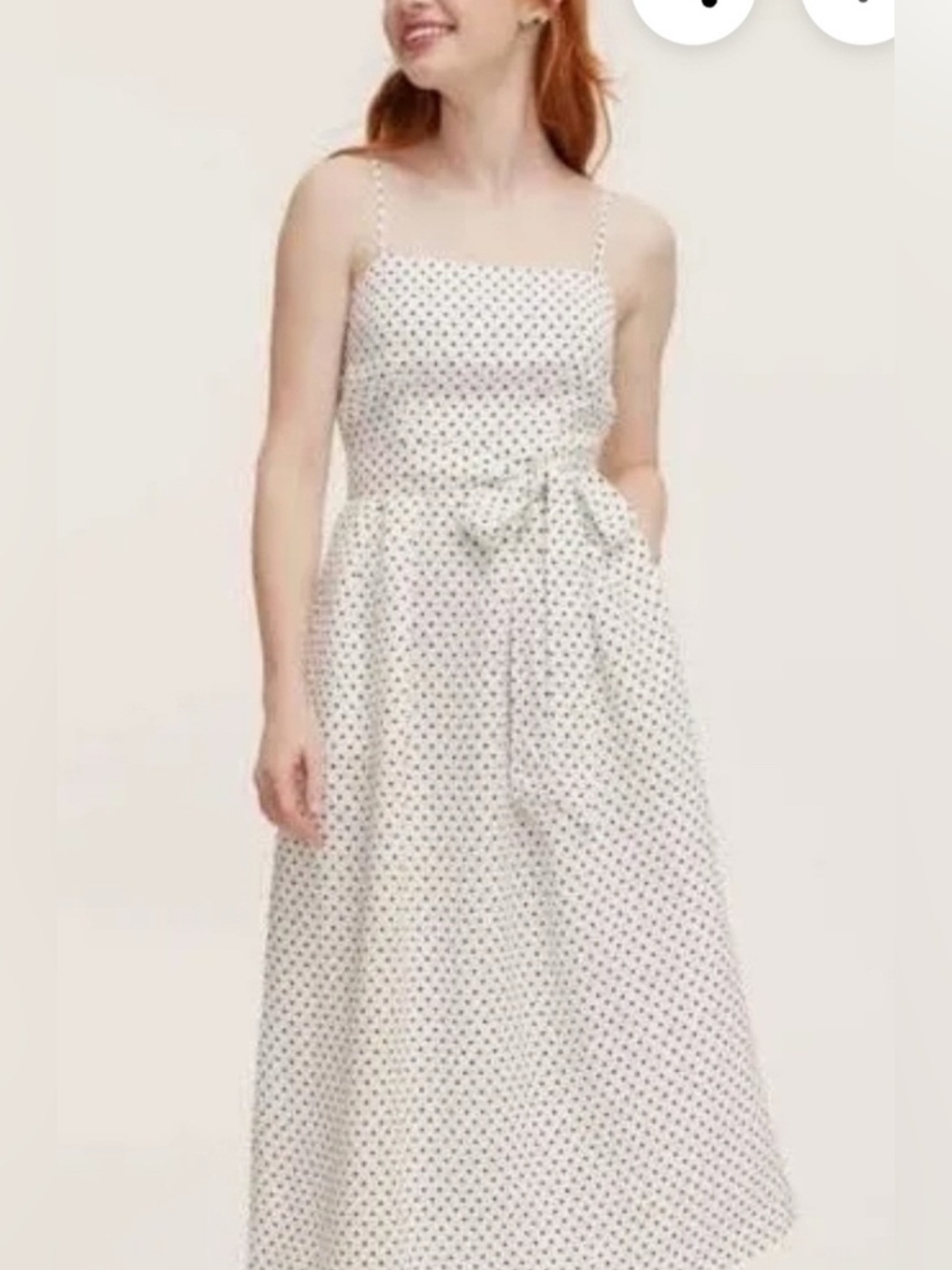 Kate Spade Linen Polka Dot Tie-Waist Midi Dress size large